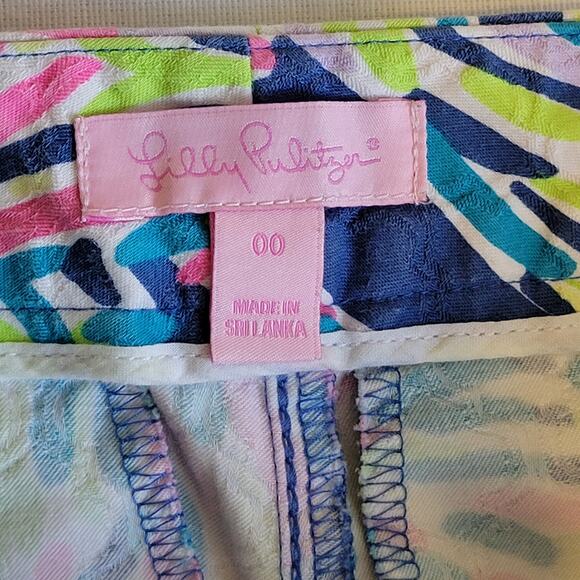 LILLY PULITZER Kelly Textured Skinny Ankle Pants Indigo Palm Reader sz 00 - Picture 5 of 9